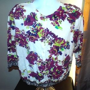 Womens Flower Print Button Down Shirt by CJ BANKS